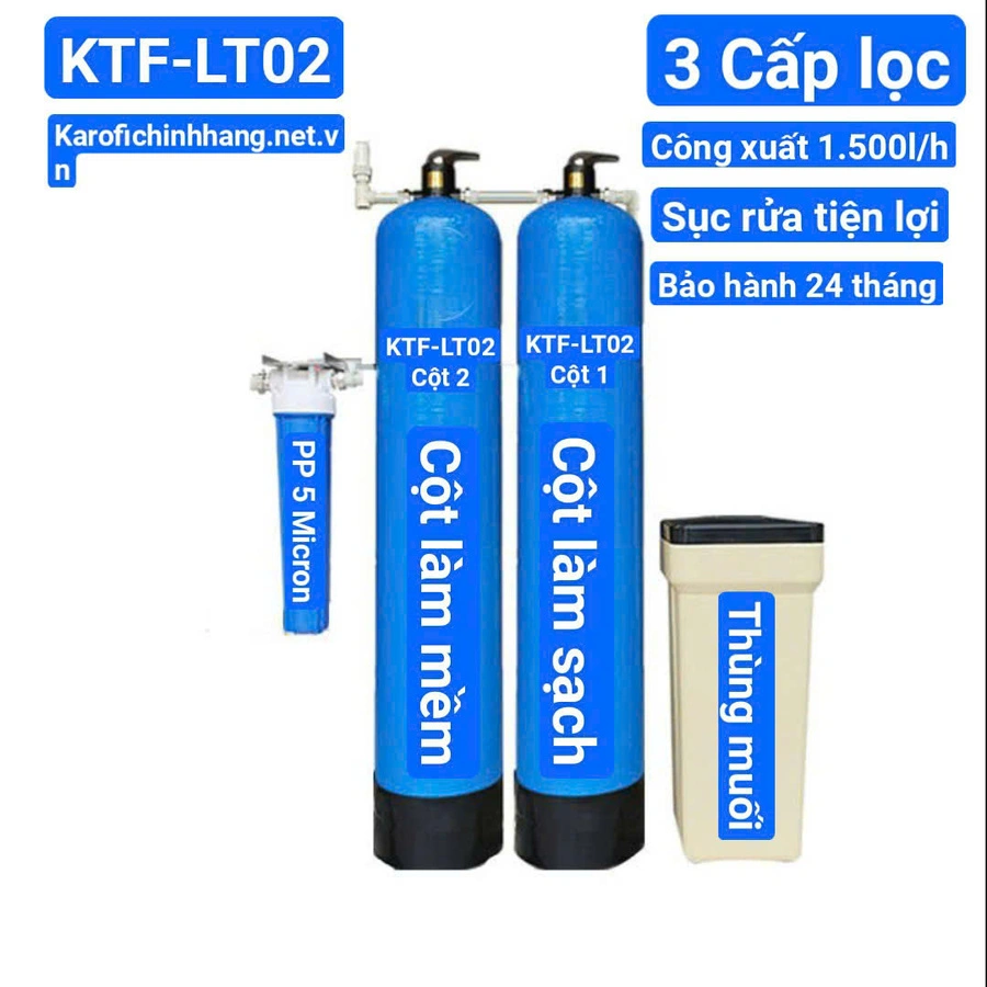 BỘ LỌC TỔNG ĐẦU NGUỒN GIA ĐÌNH KTF-LT02 - CỘT LÀM SẠCH+ XỬ LÝ CANXI – HOT 2026